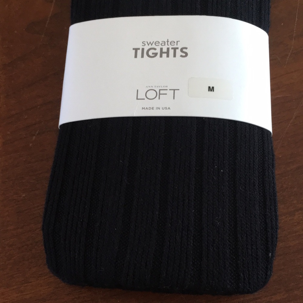 LOFT TIGHTS Sweater Ribbed Black    Size M - Picture 5 of 7